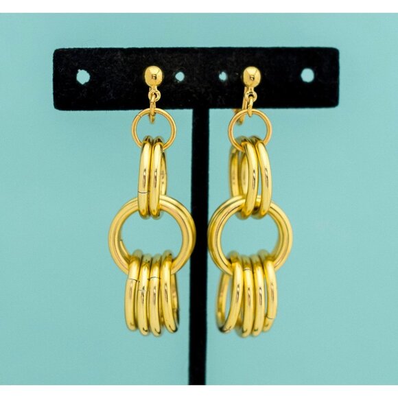 Vintage Long Chain Hoop Earrings by Avon E23 - Picture 1 of 4